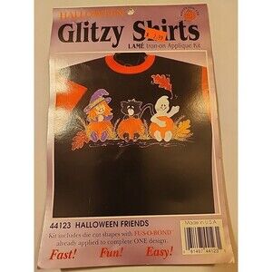 Glitzy Shirts Iron-On Applique Kit New #44123 Halloween Friends granny core